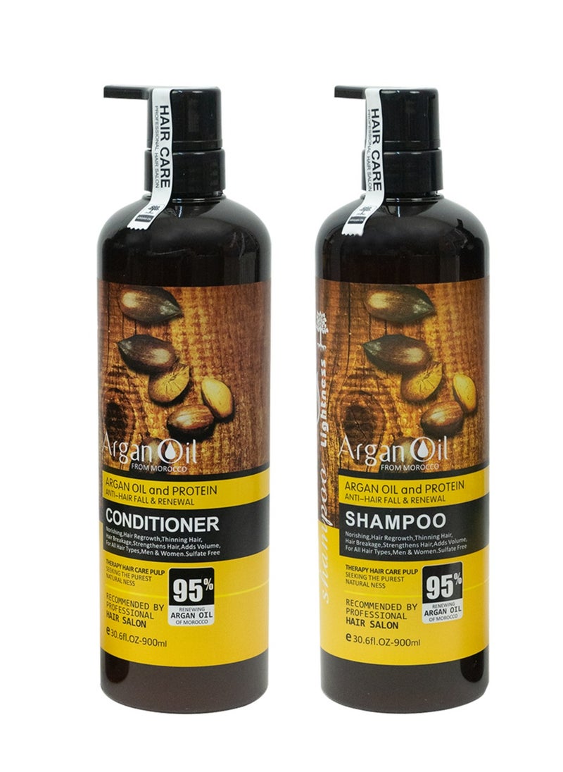 Meishida Argan Oil and Protein 2 in 1 Shampoo and Conditioner Set Sulfate Free Anti Hair Fall Renewal  - Image 1