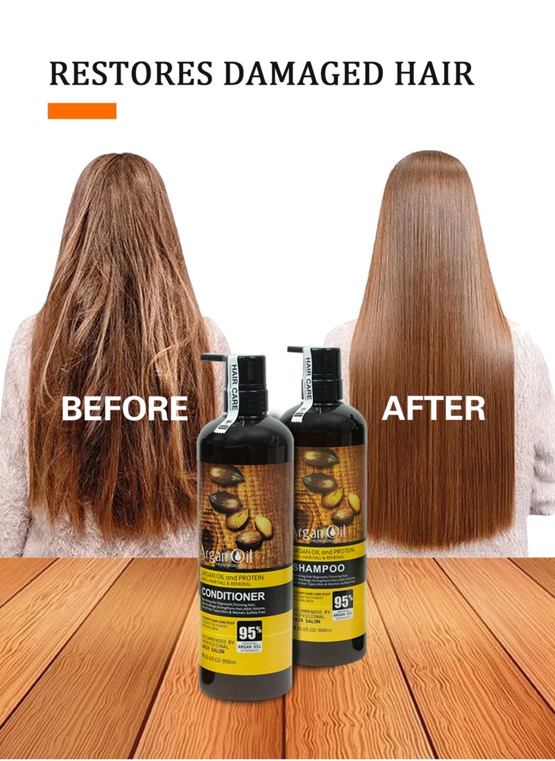 Meishida Argan Oil and Protein 2 in 1 Shampoo and Conditioner Set Sulfate Free Anti Hair Fall Renewal  - Image 2