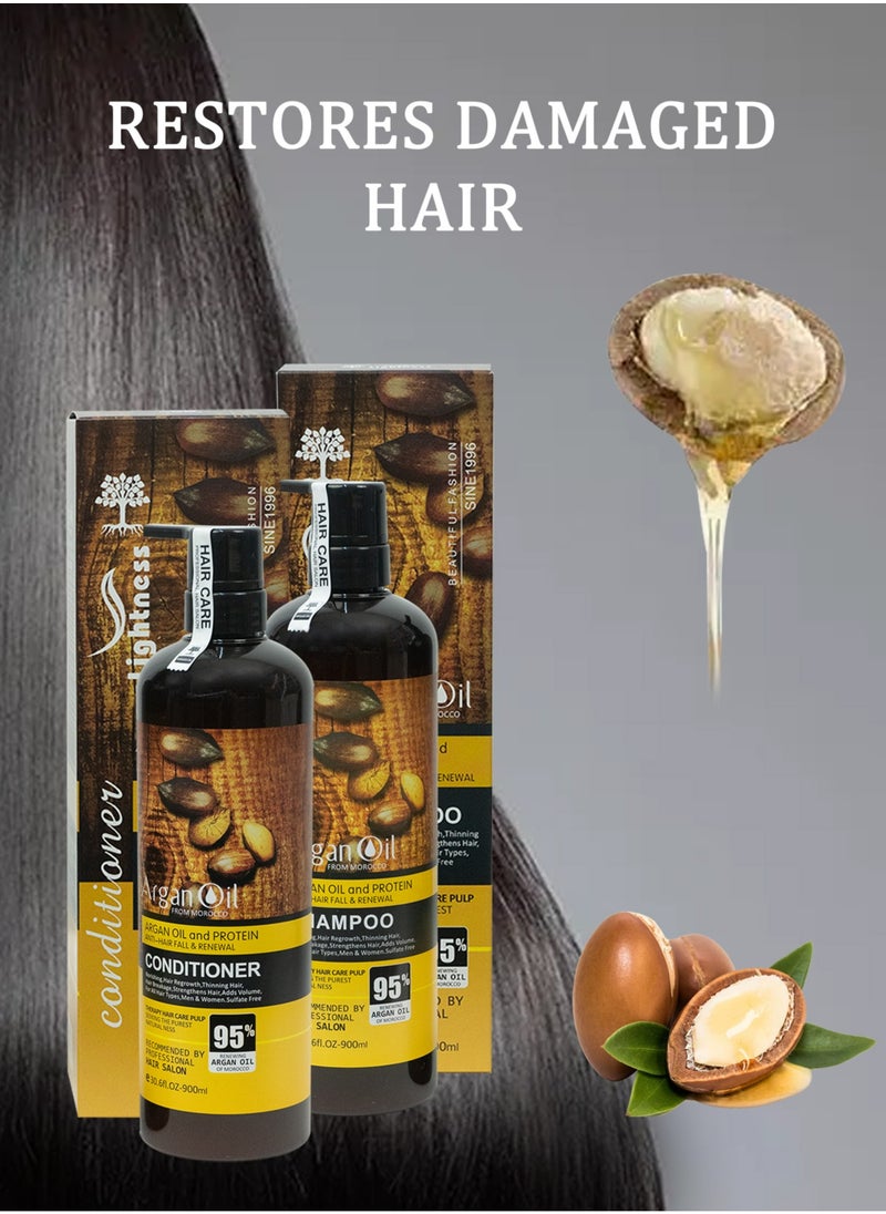 Meishida Argan Oil and Protein 2 in 1 Shampoo and Conditioner Set Sulfate Free Anti Hair Fall Renewal  - Image 3