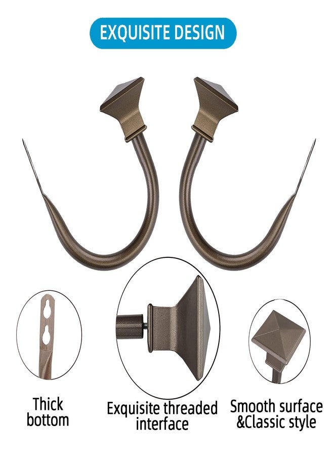 Kowibcl 2Pcs Square Metal Decorative Curtain Holdbacks, Wall Mounted Window Drapery Tiebacks for Bedroom, Livingroom, Office Come with Screws, Bronze - Image 4