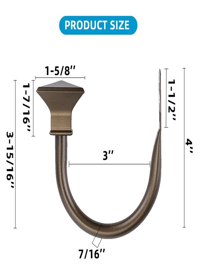 Kowibcl 2Pcs Square Metal Decorative Curtain Holdbacks, Wall Mounted Window Drapery Tiebacks for Bedroom, Livingroom, Office Come with Screws, Bronze - Image 2