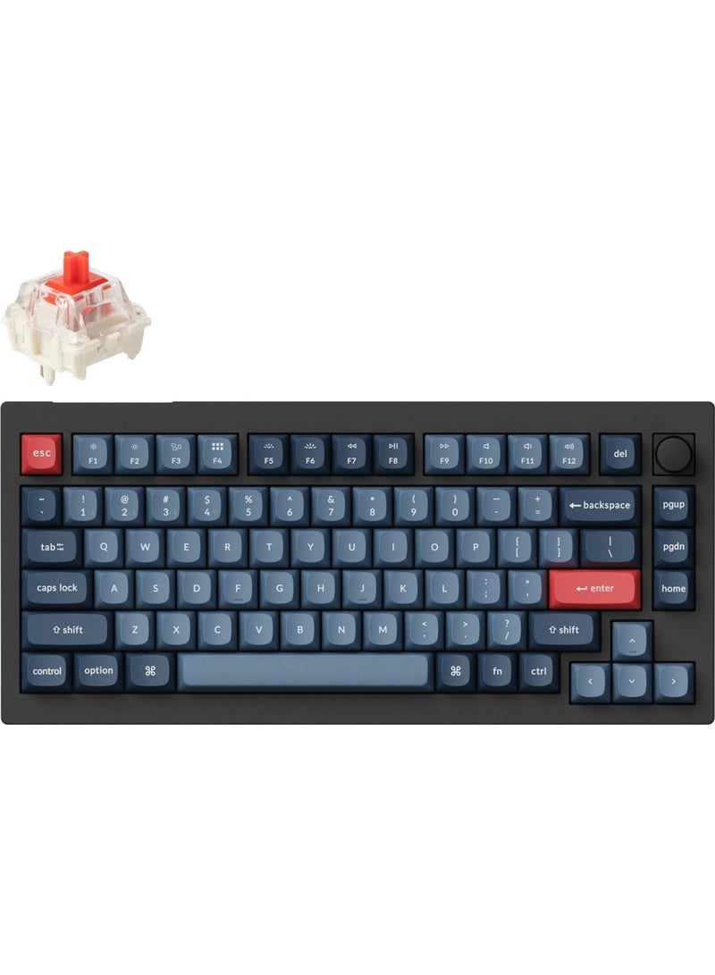 Keychron V1 Max QMK/VIA Wireless Mechanical Keyboard – 75% Compact, Tri-Mode (2.4GHz/BT 5.1/Wired), Gasket-Mount, Hot-Swappable Gateron Jupiter, Arabic-English OSA PBT, 4000mAh - Image 1