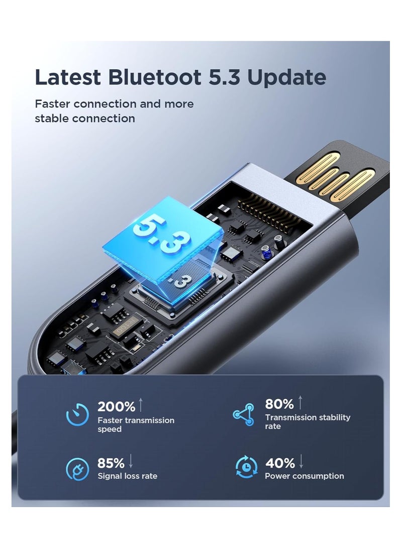 SYOSI Bluetooth 5.3 Receiver for Car ENC Noise Cancelling AUX Bluetooth Adapter for Car 3.5mm Jack Kit with Built-in Microphone Aux Input for Car Speaker Hands-Free Call Home Stereo - Image 2