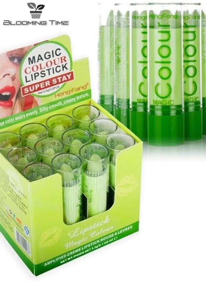 12 Piece Magic Waterproof Color-changing Lipsticks Set Green lipstick