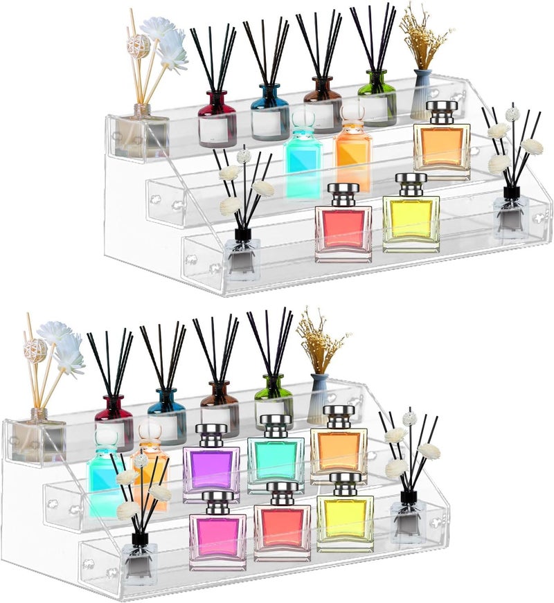 TPGP Longzhuo 2pcs Acrylic Riser Display - Perfume Organizer and Collectibles Stand - Image 1