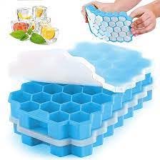 SILENT MONK ICEBURG Silicon Ice Cube Trays for Freezerwith Lids Original 100 BPA Free Flexible Washable Soft Useful in Drink Wines Choco Aloevera Cubes Big Sized 74 Cavity Blessed Blue 2 - Image 1