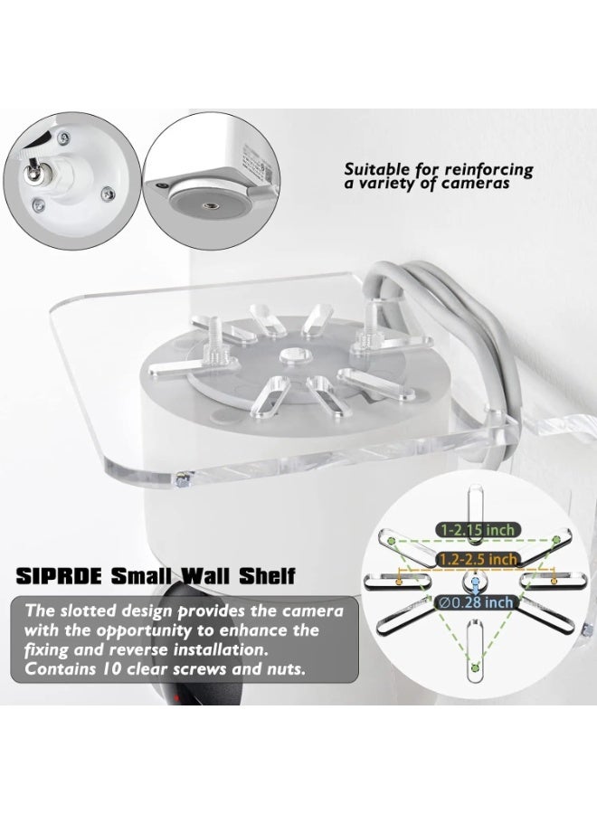 F.A.M.S 3-Pack Clear Acrylic Floating Wall Shelves – Transparent Small Wall Mount Stands for Smart Speakers, Cameras, Routers, and Home Décor – Easy Installation with Screws or Double-Sided Tape – Cable Clips Included - Image 3