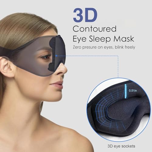 Lyrovo [UPDATED] 3D Contoured Eye Mask for Sleeping Men & Women – Memory Foam Sleep Mask, Ultra Soft Silk Cotton Blindfold for Deep Sleep, Adjustable Strap, 100% Light Blocking Eye Cover for Travel, Home & Meditation (Black) - Image 4