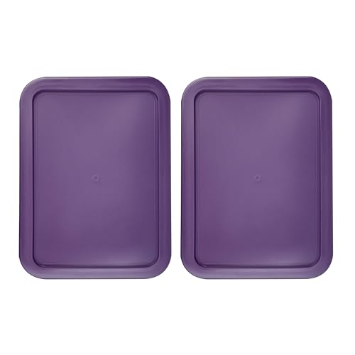 MRX Solutions Replacement Lids fits Pyrex 3-Cup Glass Food Storage Container Bowls, (7.75 x 5.75-Inch) Plastic Rectangle Lids Covers for Pyrex 7210-PC, Airtight & Leakproof (2-Pack, Purple) - Image 1