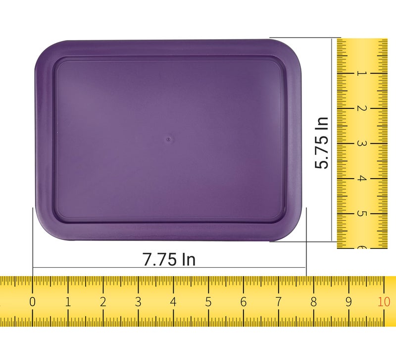 MRX Solutions Replacement Lids fits Pyrex 3-Cup Glass Food Storage Container Bowls, (7.75 x 5.75-Inch) Plastic Rectangle Lids Covers for Pyrex 7210-PC, Airtight & Leakproof (2-Pack, Purple) - Image 2