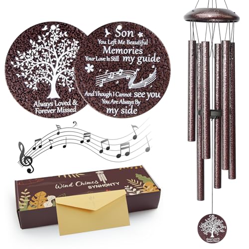 Synhonty Memorial Gifts for Loss of Son 25 Memorial Wind Chimes for Loss of Son Sympathy Gifts BereavementCondolenceRemembrance Gifts - Image 1