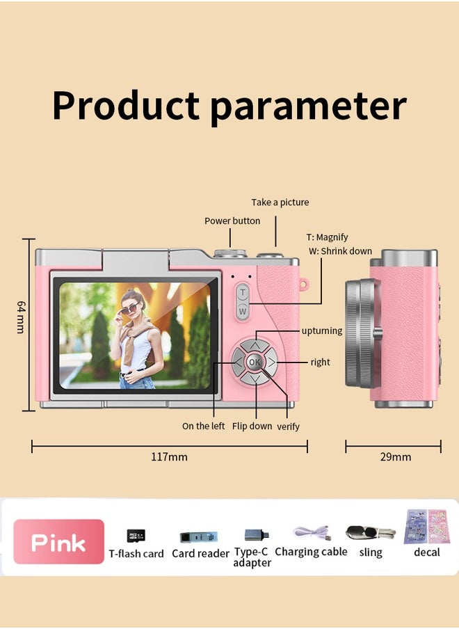 Generic 4k CCD Digital Zoom Student Digital Camera 48MP Portable Digital Photography Camera 180° Flip Screen Selfie Camera，free 64GB SD card  - Image 5