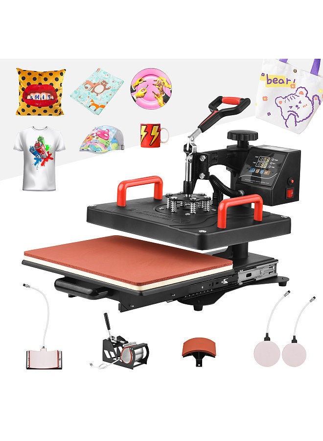 Generic Multifunctional 5 in 1 Heat Press Machine 360° Rotatable Slidable Hot Transfer Sublimation Digital Pressing Maker for T-Shirt Mug Hat Plate Pillow Bag 39 X 30cm/ 15 X 12 Inch  - Image 3