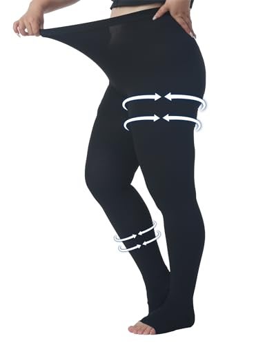 AMZAM Plus Size 5XL Compression Pantyhose for Women Men, 20-30 mmHg Graduated Compression Tights, Opaque Toeless Compression Stockings Waist High Support Tights for Swelling, DVT,Pregnant, Teacher, Doctor - Image 1