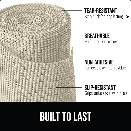 GORILLA GRIP powerGRIP Drawer Shelf and Cabinet Liner, Thick Strong Hold, Non-Adhesive Liners Protect Kitchen Cabinets and Cupboard, Bathroom Drawers, Easy Install, Breathable Mat, 12" x20', Cream - Image 2