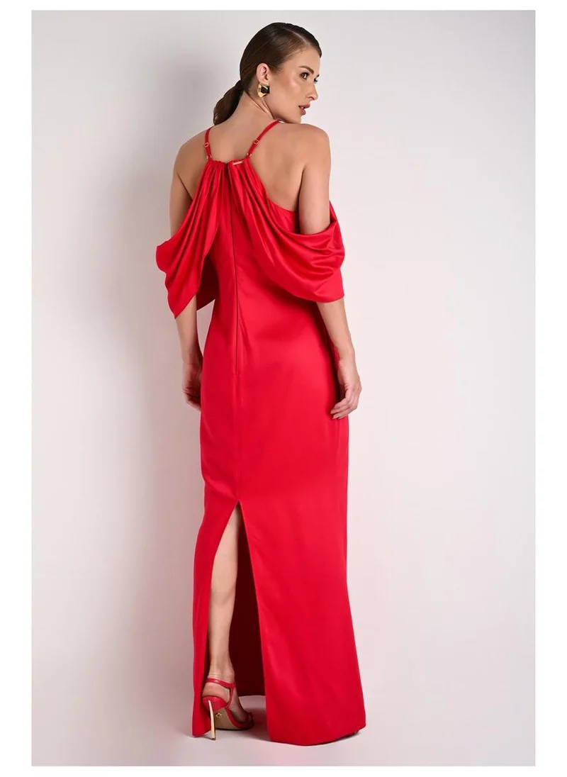 Carmen Steffens  Long Dress with Floral Applique in Red for Women | Best Price UAE