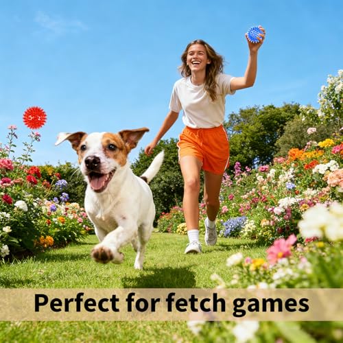 Mkobon 6 Pack Squeaky Spiky Dog Balls, Puppy Chew Toys for Teething, Food-Grade TPR Rubber Durable, Interactive Fetch Floating Dog Pool Ball Toy for Chewers for Small Medium (Small) - Image 5