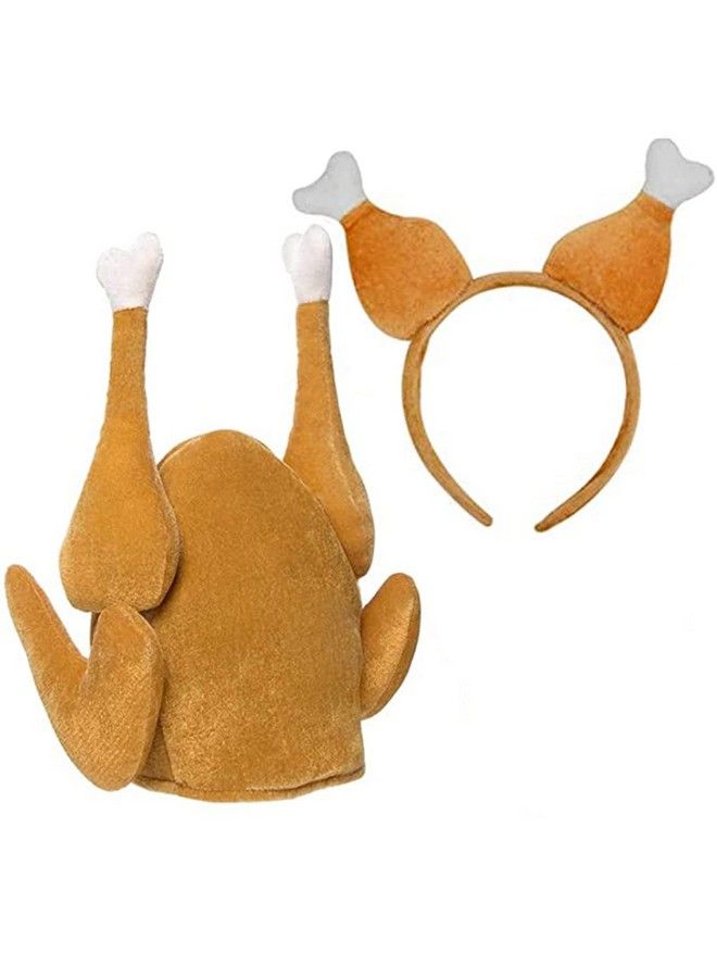 Asekonc Plush Thanksgiving Day Roasted Turkey Hat And Thanksgiving Drumstick Combo For Thanksgiving Day Birthday Party Favor Supplies Yellow - Image 1