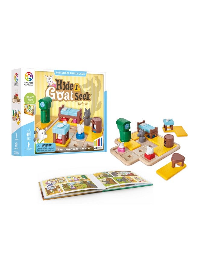 SmartGames Hide and Goat Seek - A Preschool Puzzle Game for Ages 3-7 Featuring 48 Challenged and a Bonus Picture Book - Image 1