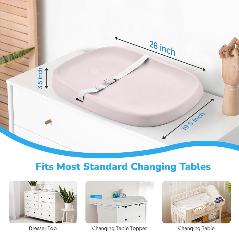 Bellababy Baby Changing Pad, Waterproof & Non-Slip, Soft, Easy to Clean, Lightweight, Portable, Polyurethane (PU), 27.6 * 19.2 * 2.9 inches, Pink - Image 2