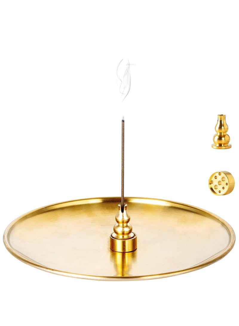 أوزيغالور 3 في 1 حامل محمل الخزام النحاسي لعصا الخزام، محمل الرماد الحديدي بشكل الكرز لغرفة التأمل واليوغا وديكور المنزل، 6.7 بوصة - Image 1