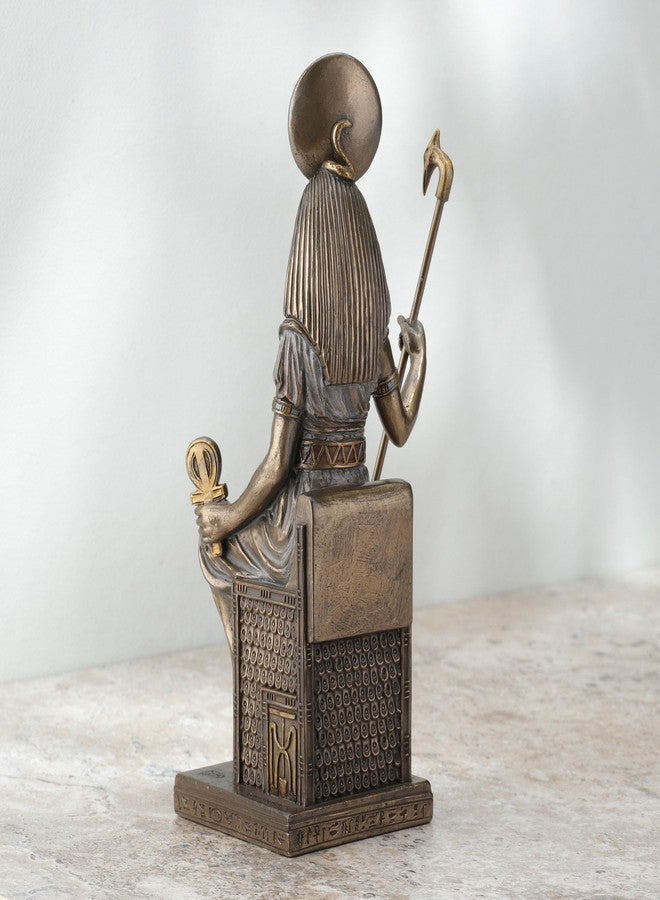 فيرونيز ديزاين تمثال من تصميم فيرونيز، يبلغ ارتفاعه 8.5 بوصة، للإلهة المصرية سخمت جالسة على العرش، مصنوع من الراتنج المصبوب على البارد، بلمسة نهائية برونزية عتيقة. - Image 5