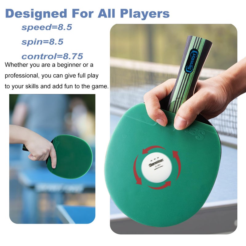 Senston Ping Pong Paddles /5-Ply Premium Table Tennis Paddle, Ideal for Entertainment or Competition - Ping Pong Paddle Set with Advanced Speed, Control and Spin - Image 3