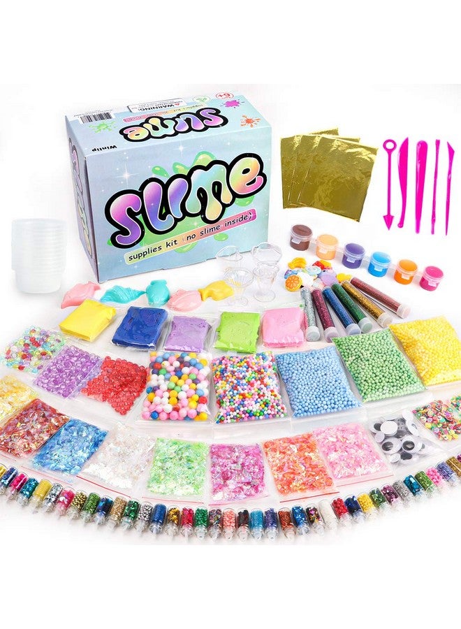Winlip Slime Supplies Kit, 162 Pack Add Ins Slime Kit for Kids Girls Slime Making, Including Foam Balls, Glitter, Fishbowl Beads, Charms, Clear Containers by WINLIP - Image 1