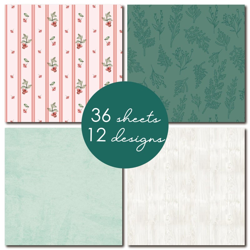 Desecraft Vintage Pink Green 12x12 Scrapbooking Cardstock Decorative Paper - 36 Sheets - for Card Making Background Origami Textured Decorative Scrapbook Paper Scrapbook Materials Supplies - Image 4