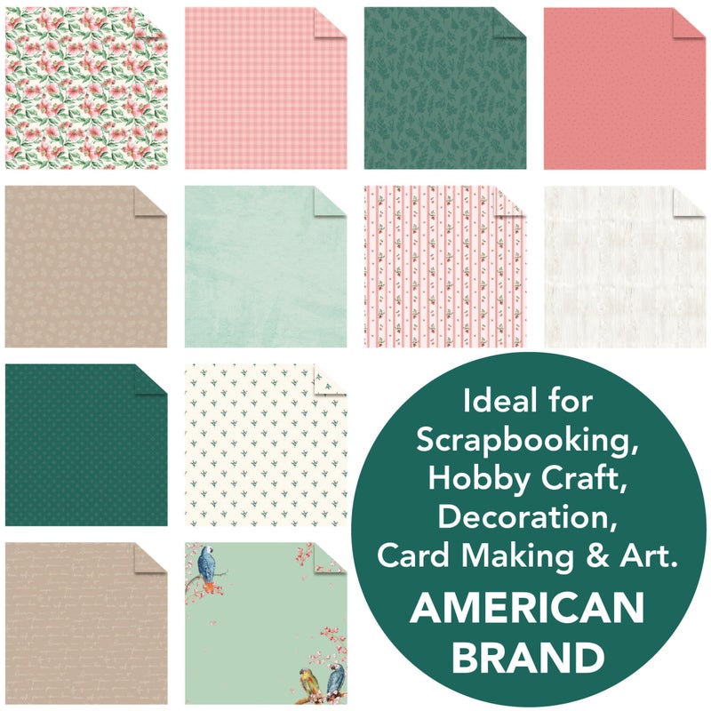 Desecraft Vintage Pink Green 12x12 Scrapbooking Cardstock Decorative Paper - 36 Sheets - for Card Making Background Origami Textured Decorative Scrapbook Paper Scrapbook Materials Supplies - Image 5