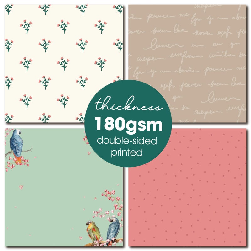 Desecraft Vintage Pink Green 12x12 Scrapbooking Cardstock Decorative Paper - 36 Sheets - for Card Making Background Origami Textured Decorative Scrapbook Paper Scrapbook Materials Supplies - Image 3