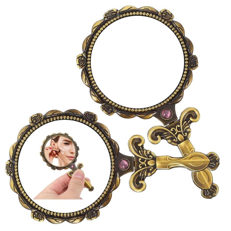 Krivety Desktop Rectangle Makeup Mirror Portable Princess Folding Makeup Mmirror with Stand Travel Mirror for Travel CampingTabletop Standing Wall Hanging DoubleDuty MFFOLD Pack of 2 - Image 1