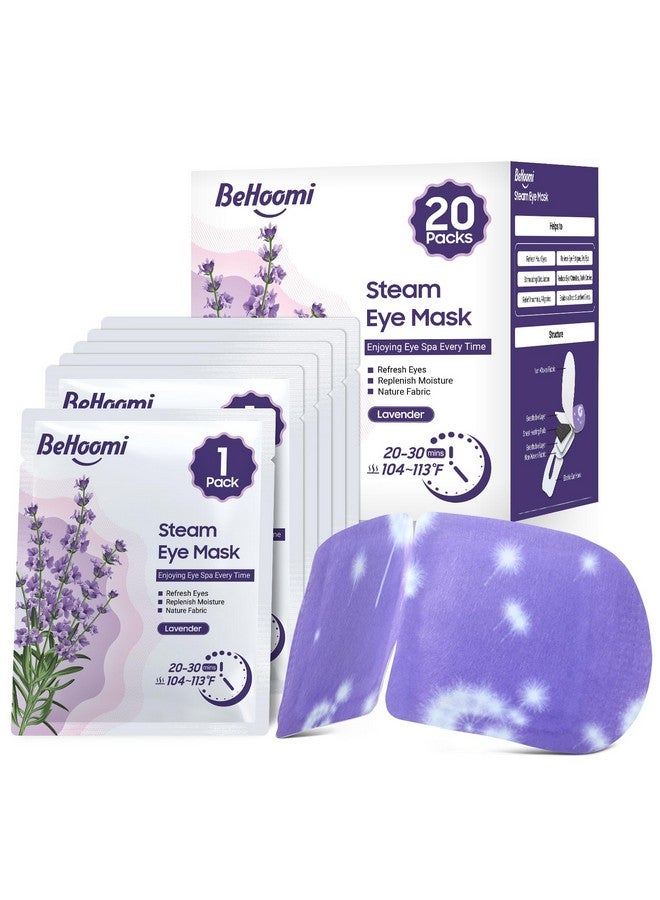 BeHoomi 20 Packs Steam Eye Mask Lavender Heated Eye Mask Disposable Warm Compress For Eyes Self Heating Moist Heated Eye Masks Comfortable And Relax Sleep Mask Stocking Stuffers  - Image 1
