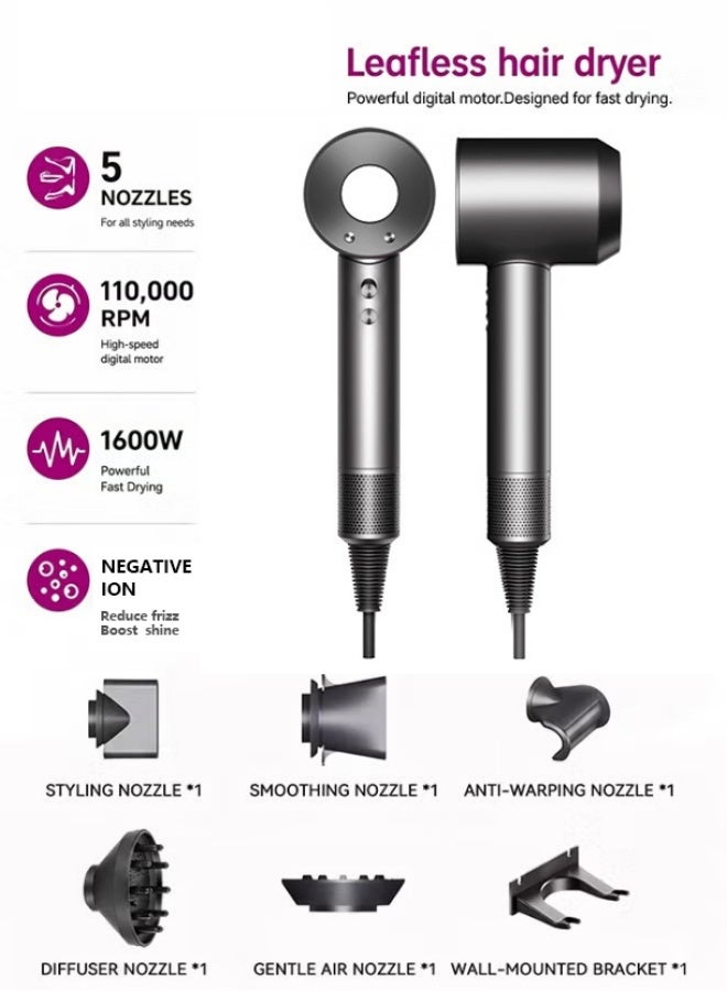 Super Ionic  Hair Dryer with Powerful  or Fast Drying with Diffuser for Curly Hair - Lightweight Travel Hairdryer for Women - Fast Drying Hair Dryer with Diffuser & Accessories - Hair Diffuser for Women Gifts - Image 1