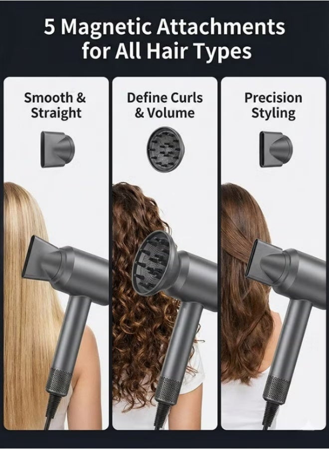 Super Ionic  Hair Dryer with Powerful  or Fast Drying with Diffuser for Curly Hair - Lightweight Travel Hairdryer for Women - Fast Drying Hair Dryer with Diffuser & Accessories - Hair Diffuser for Women Gifts - Image 5