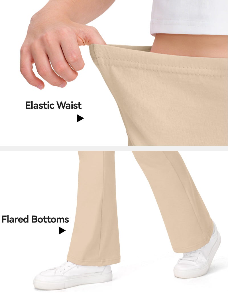 KEREDA Girls Flare Leggings School Uniform Pants for Girls Bell Bottoms Cotton Clothes for Kids 7-8 Years Khaki - Image 4