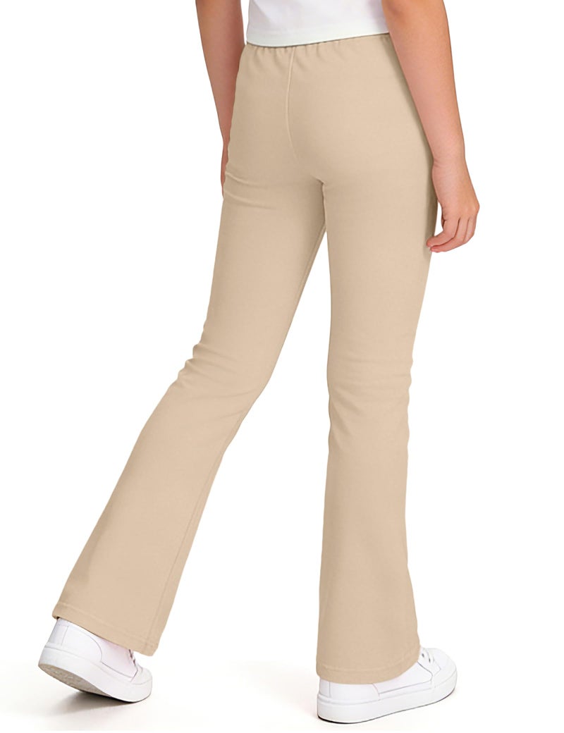 KEREDA Girls Flare Leggings School Uniform Pants for Girls Bell Bottoms Cotton Clothes for Kids 7-8 Years Khaki - Image 5