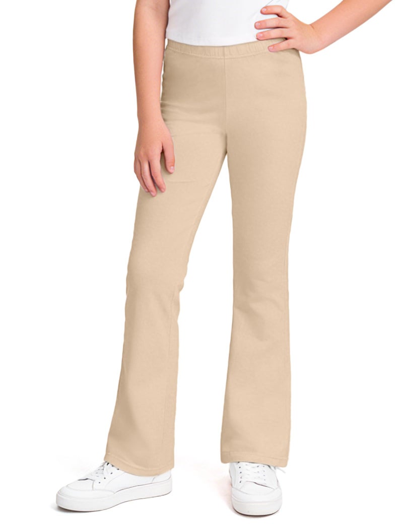 KEREDA Girls Flare Leggings School Uniform Pants for Girls Bell Bottoms Cotton Clothes for Kids 7-8 Years Khaki - Image 2