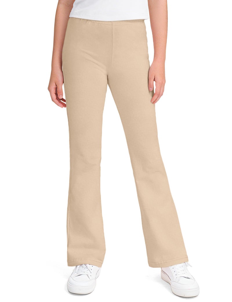 KEREDA Girls Flare Leggings School Uniform Pants for Girls Bell Bottoms Cotton Clothes for Kids 7-8 Years Khaki - Image 1