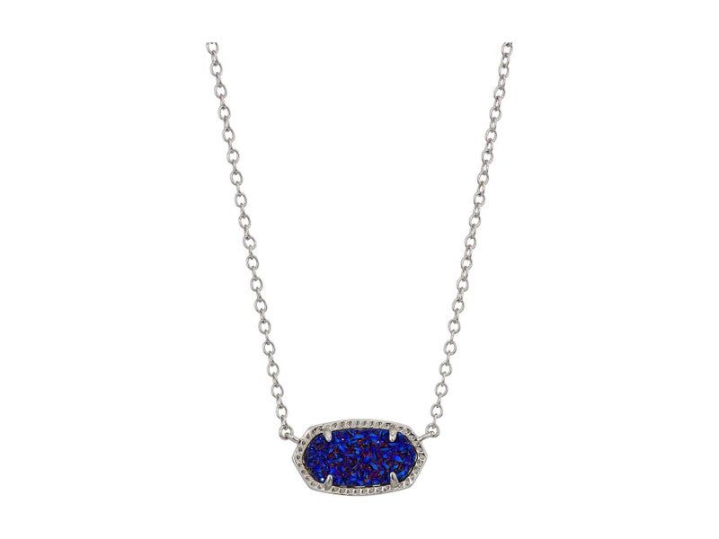 Kendra Scott Elisa Pendant Necklace for Women, Fashion Jewelry, Rhodium-Plated, Indigo Blue Drusy