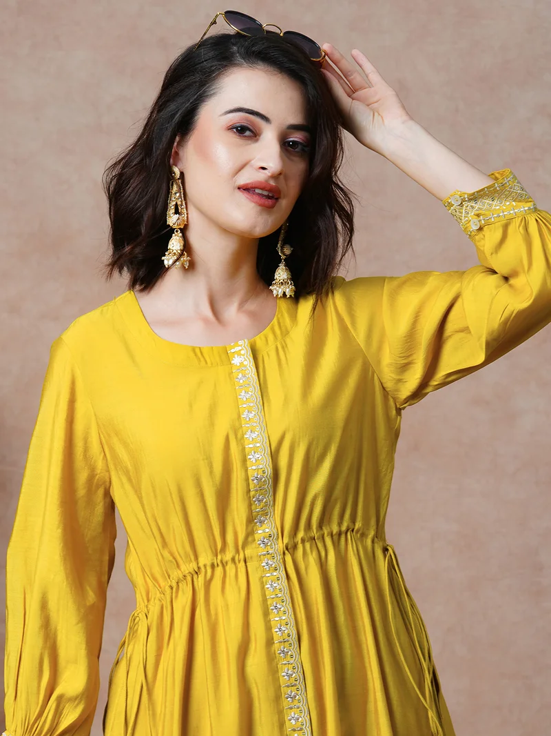 globus Women Tassel Tie Up Tunic & Trouser Set