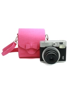CAIUL Carry Case Butterfly PU Leather Cover Camera Bag For Fujifilm Instax Mini 8/MINI8+/9/ SQ10 70 7s 25 26 50s 90 Camera, Polaroid Zip Mobile Printer, Instax Printer (Hot Pink Bow-Knot)  - Image 1