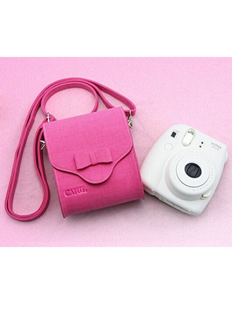CAIUL Carry Case Butterfly PU Leather Cover Camera Bag For Fujifilm Instax Mini 8/MINI8+/9/ SQ10 70 7s 25 26 50s 90 Camera, Polaroid Zip Mobile Printer, Instax Printer (Hot Pink Bow-Knot)  - Image 5