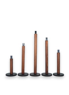 Candle holder set of 5 pieces of different lengths, wood with aluminum base, decorative candle holder - for room decoration, dining table decor (brown) - pzsku/Z1757CA4590B12FE714A5Z/45/_/1723215264/42e1dd13-c55a-492d-b396-b37701c658c8