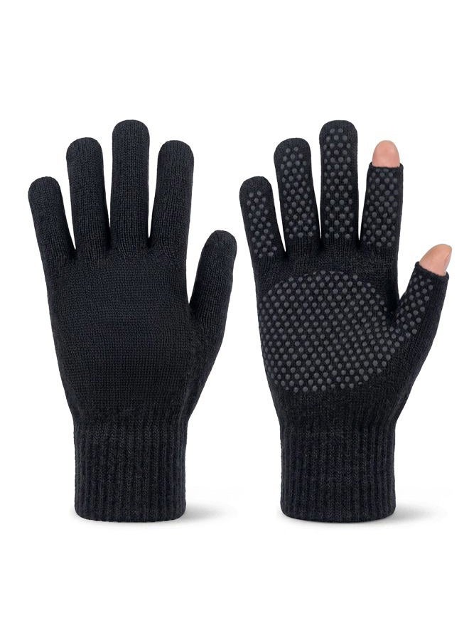 Trutaj Wool Blend Gloves with efficient finger and thumb functionality, Black, L - Image 1