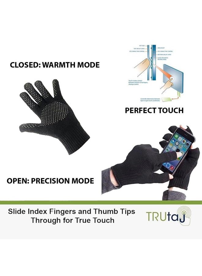 Trutaj Wool Blend Gloves with efficient finger and thumb functionality, Black, L - Image 2