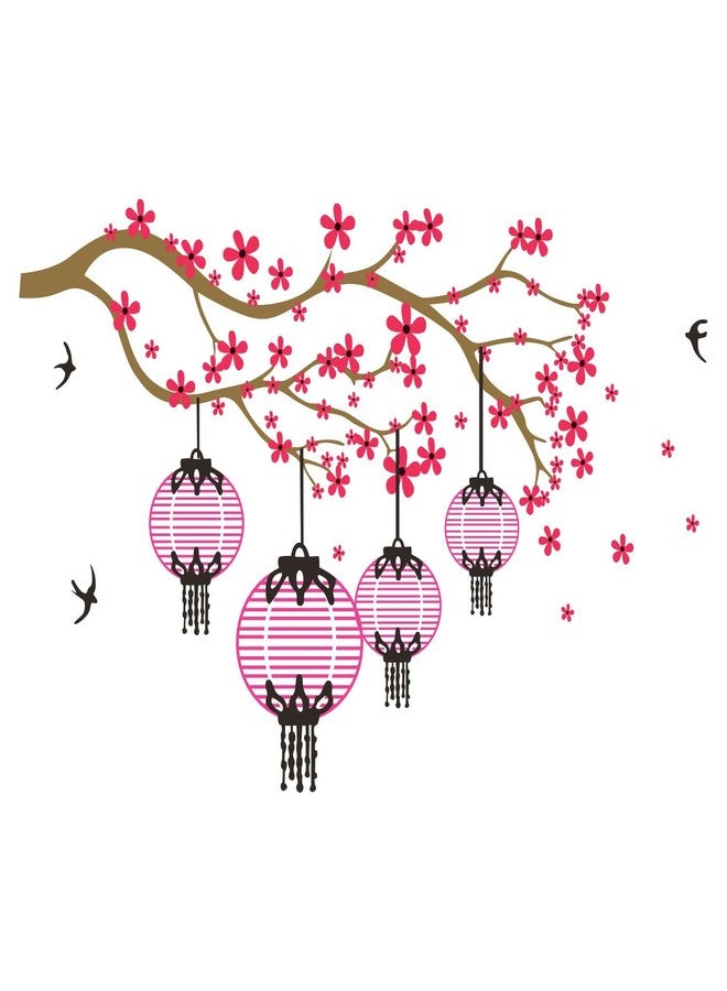 Sticker Yard Tree with Lamp PVC Vinyl Wall Sticker Size 68X50CM-Self-Adhesive - Image 2