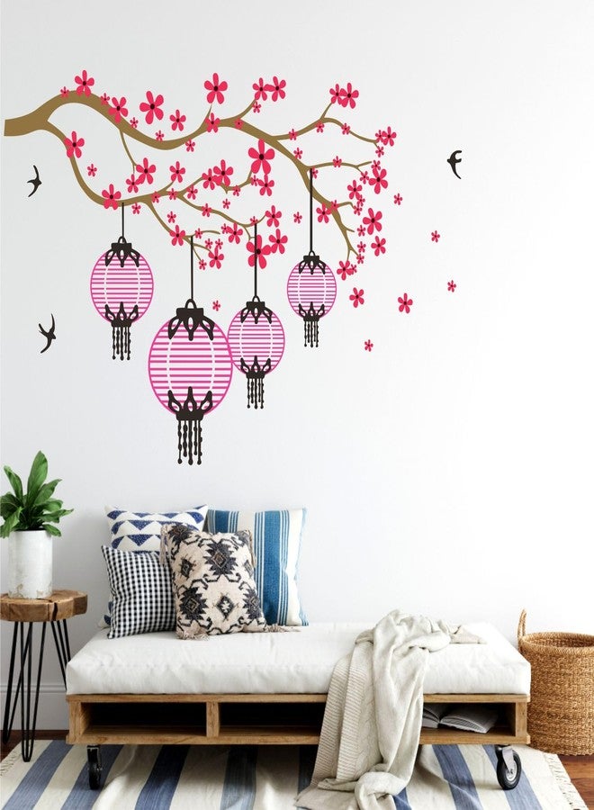 Sticker Yard Tree with Lamp PVC Vinyl Wall Sticker Size 68X50CM-Self-Adhesive - Image 3