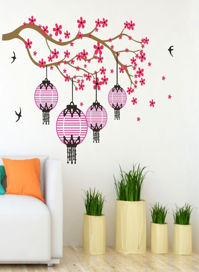 Sticker Yard Tree with Lamp PVC Vinyl Wall Sticker Size 68X50CM-Self-Adhesive - Image 1