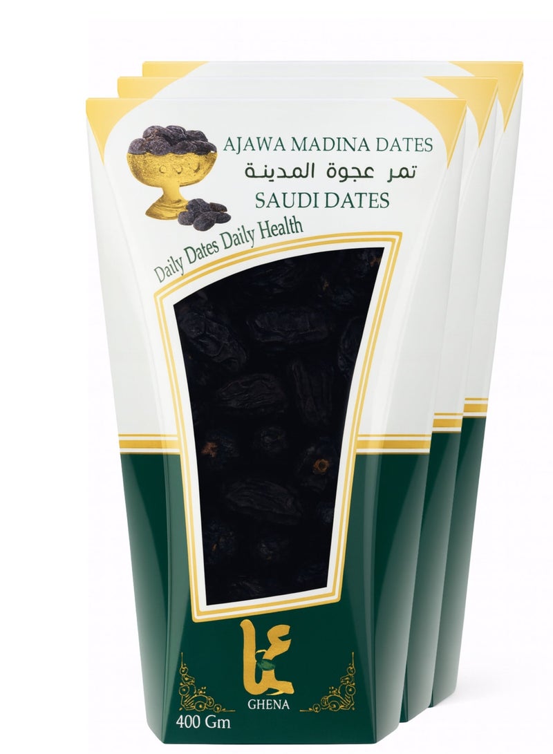غينا تمر عجوة المدينة الأصلي 400 جم × 3 عبوات عرض خاص - تمر سعودي فاخر - Image 1